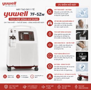 Máy Tạo Oxy Yuwell 7F-5ZW Chính Hãng – Tích Hợp Xông Khí Dung, Oxy Tinh Khiết 93% ±3%