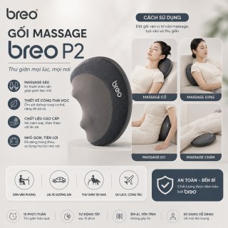 Gối Massage Cổ Và Lưng Đa Năng Breo P2 - Đấm Bóp Làm Nóng