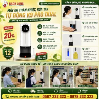 Máy đo thân nhiệt, rửa tay tự động K9 Pro Dual