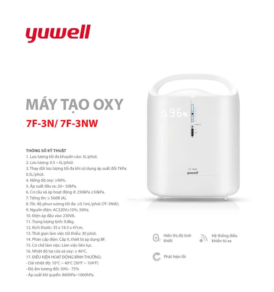 Máy tạo oxy y tế Yuwell 7F-3N / 7F-3NW