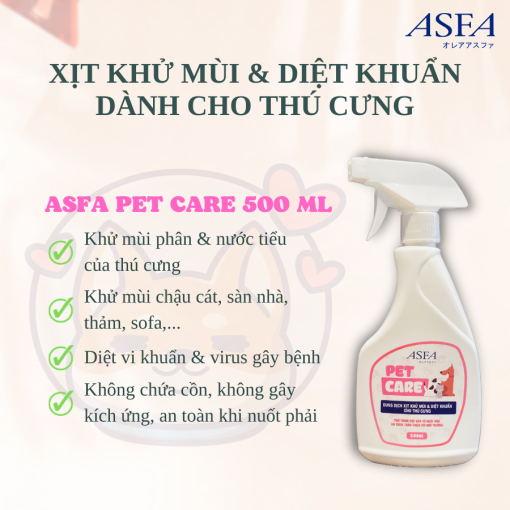 Xịt khử mùi, diệt khuẩn cho thú cưng ASFA: giải pháp bảo vệ sức khỏe và làm thơm mát cho thú cưng