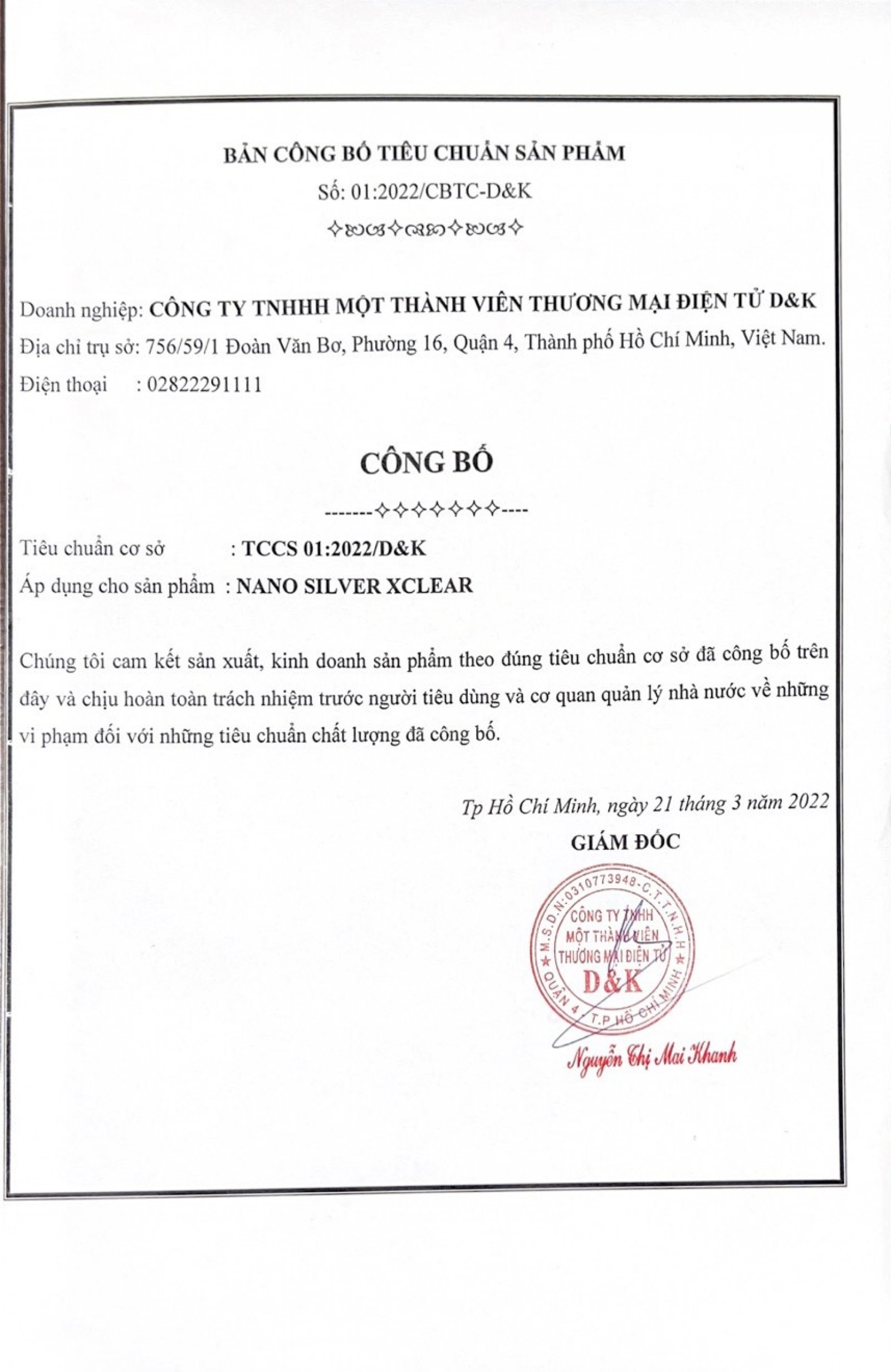 DUNG DỊCH PHUN SƯƠNG DIỆT KHỬ KHUẨN NANO SILVER XCLEAR 1 LÍT
