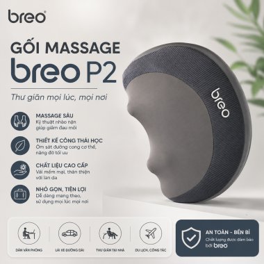 Gối Massage Cổ Và Lưng Đa Năng Breo P2 - Đấm Bóp Làm Nóng