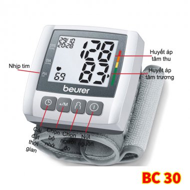 máy đo huyết áp điện tử cổ tay BC30(sử dụng pin)